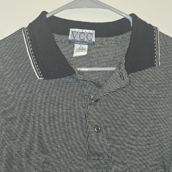 Men's Polo Shirt in Black and Gray Made In Usa Vintage LOT M - Picture 5 of 6